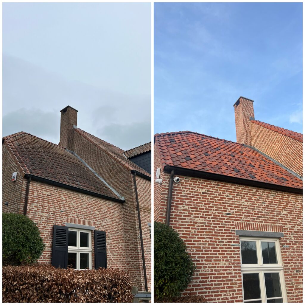Gevel en schouw voor en na reiniging