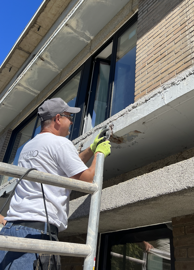 Betonrot herstelling: verwijderen van aangetaste beton en wapening - RECO