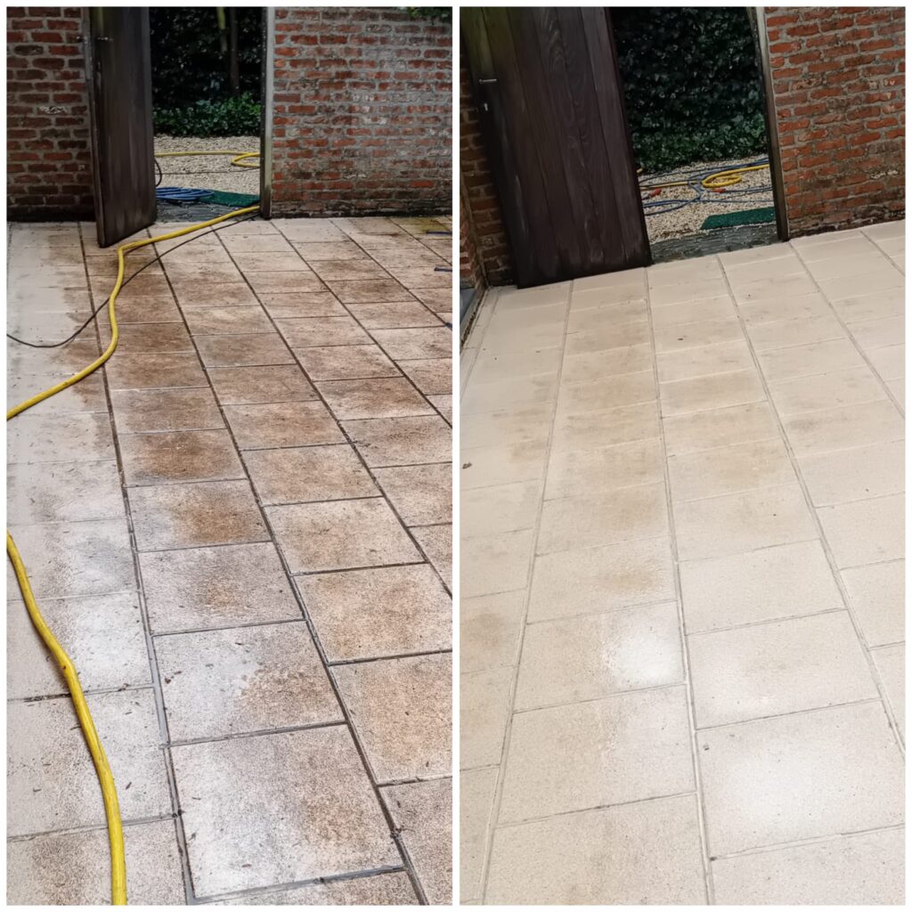 Terras reinigen voor en na