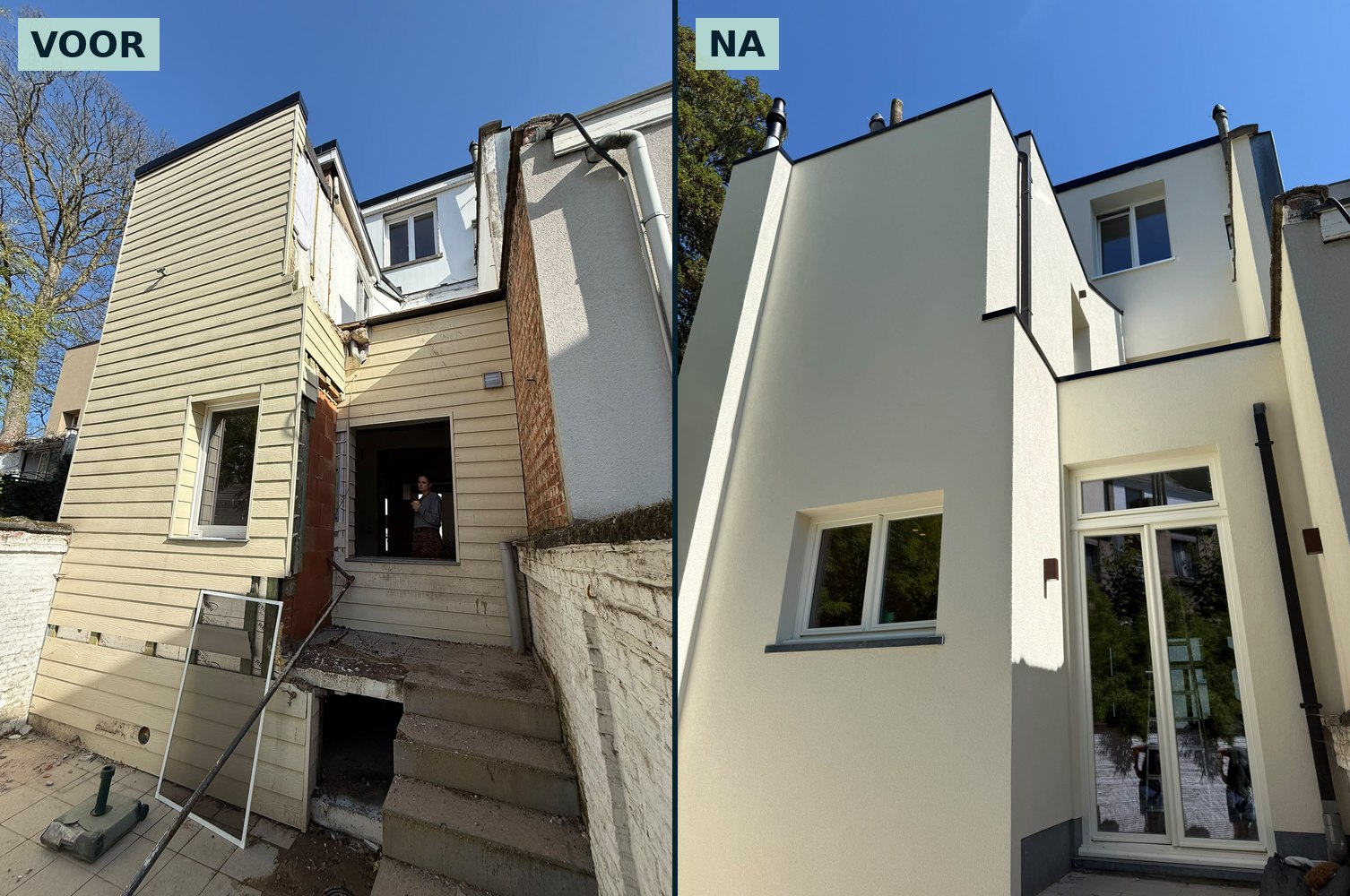 Gevelrenovatie Berchem - voor en na